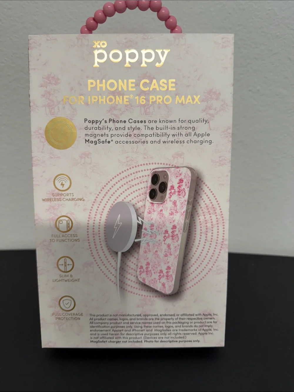 XO Poppy | Vintage Pink Floral iPhone 16 Pro Max MagSafe Case + USB-C Cable 🌸